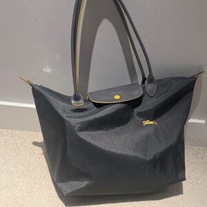 Longchamp authentic grey Tote with Yellow Accents